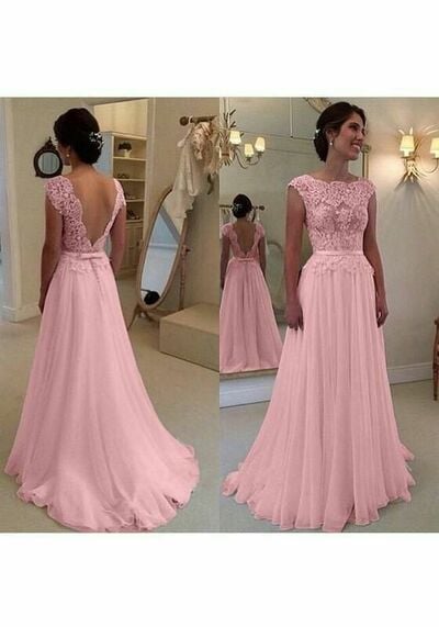 Simple Pink Mother of Bride/ Groom Dress A Line Lace Evening Formal Gowns Prom Dress