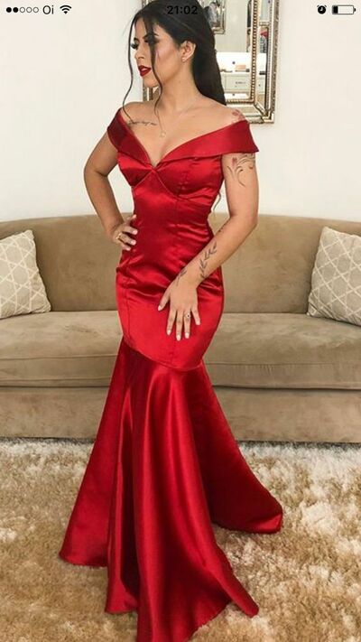 Simple Red Mother of Bride/ Groom Dress Mermaid Evening Formal Gowns Prom Dress