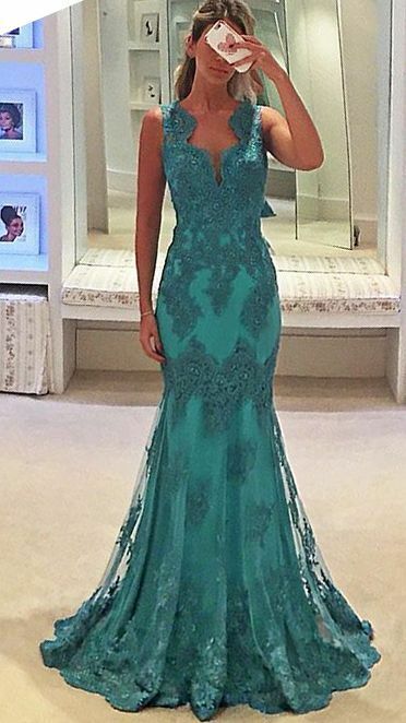 Simple Mother of Bride/ Groom Dress Green Lace Evening Formal Gowns Prom Dress