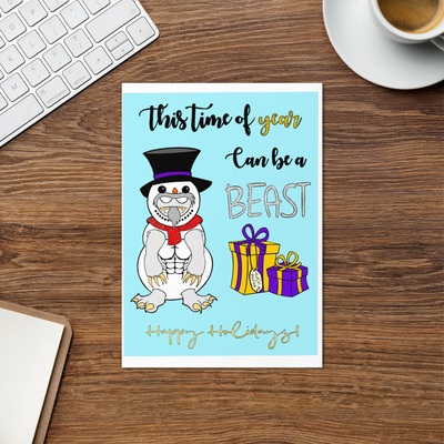 Abdominal Snowman Holiday Greeting card Christmas Hannukah December Funny Humorous