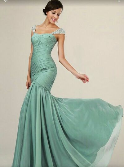 Simple Green Mother of Bride/ Groom Dress Sheath Cap Sleeve Evening Formal Gowns Prom Dress