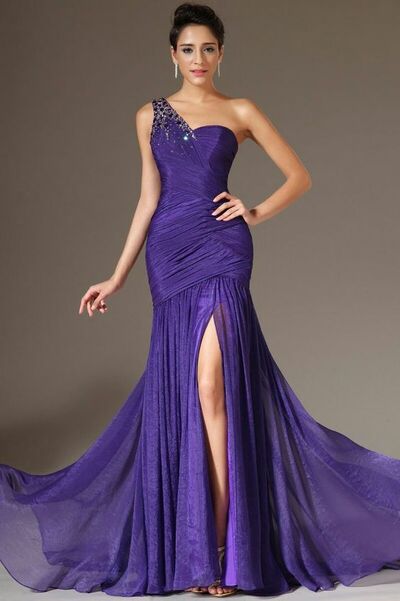 Elegant Mother of Bride/ Groom Dress One Shoulder Evening Formal Gowns Prom Dress
