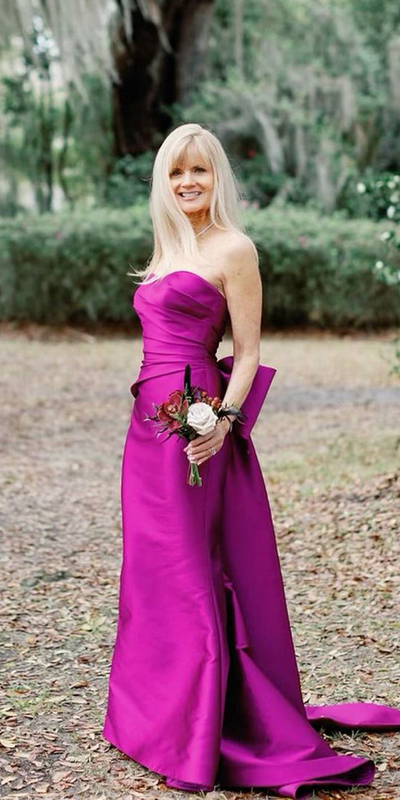 Simple Mother of Bride/ Groom Dress Fuchsia Hot Pink Evening Formal Gowns Prom Dress