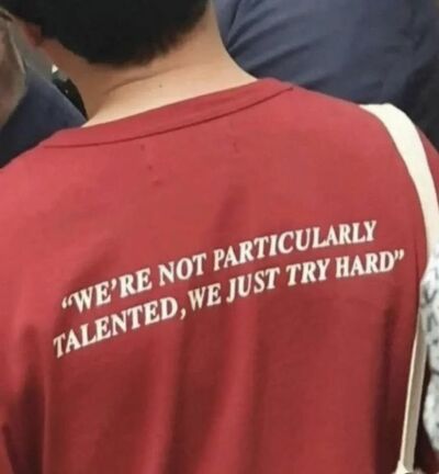 Free Shipping-"WE'RE NOT PARTICULARLY TALENTED,WE JUST TRY HARD" TEE