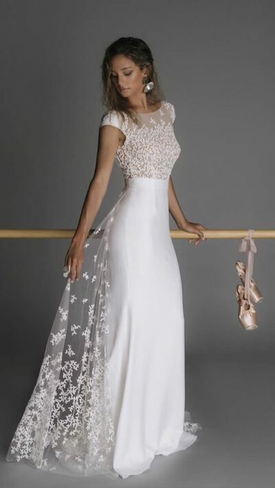 Elegant Sheath Lace Simple Wedding Dress Bridal Gowns