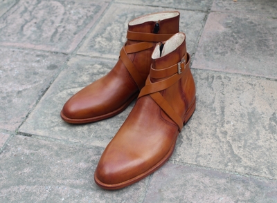 Crafted Leather Classic Brown Calf Leather Jodhpur Strap Boots