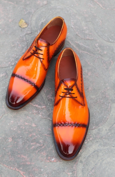 Crafted Leather Classic Tan Black Leather Handmade Dress Oxford Shoes