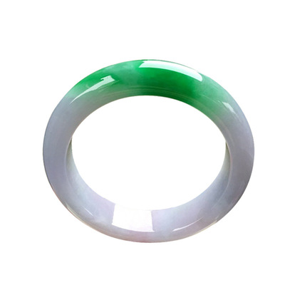 Burmese jadeite bracelet ice type white background green spicy green bracelet Yang green ice glutinous type positive circle floating flower gift