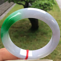 Burmese jadeite bracelet ice type white background green spicy green bracelet Yang green ice glutinous type positive circle floating flower gift - Thumbnail 1