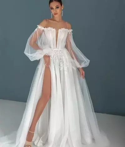 Elegant A Line Wedding Dresses Beach Boho Bridal Gowns