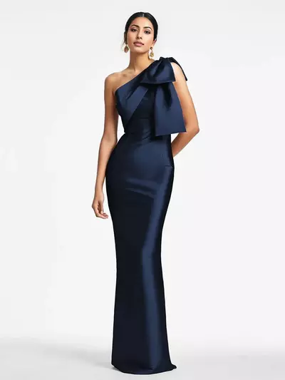 Mother of the Bride/Groom Dresses One-Shoulder Sleeveless Mermaid Bows Floor-Length Wedding Guest Dresses