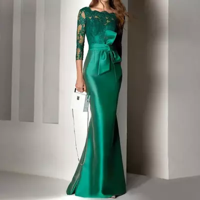 Mother Of The Bride/Groom Dress Party Dresses For Weddings Woman Guest Elegant 3/4 Sleeves Lace Applique Mom 'S Dresses