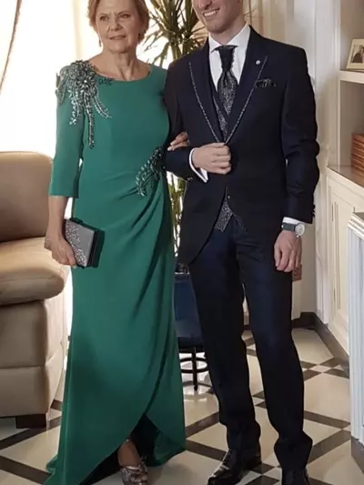 Simple Green Mother of Bride/ Groom Dress Lace Evening Formal Gowns Prom Dress