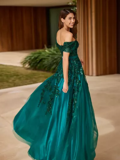 Green Mother Of The Bride/ Groom Dress Off the Shoulder Lace Appliques Prom Dress Elegant Customized Evening Gown