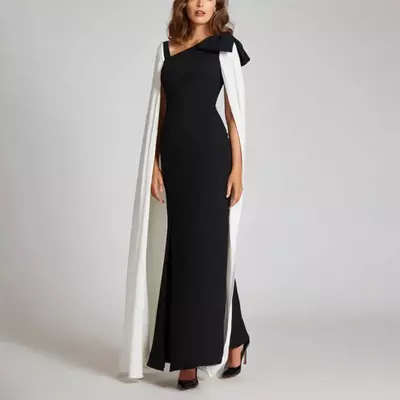 Stylish Vintage Long Black Mermaid Mother of the Bride/Groom Dresses With Slit One Shoulder Ankle Length Formal Wedding Party Gown