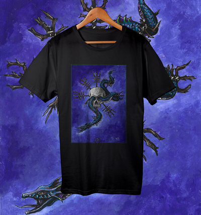 Skull and serpent t shirt