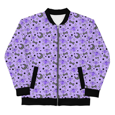 Magical Kawaii Spooky Bats Purple Unisex Bomber Jacket