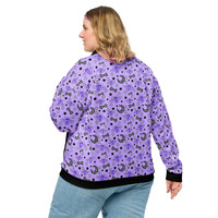 Magical Kawaii Spooky Bats Purple Unisex Bomber Jacket - Thumbnail 1
