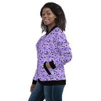 Magical Kawaii Spooky Bats Purple Unisex Bomber Jacket - Thumbnail 3