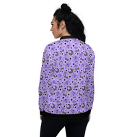 Magical Kawaii Spooky Bats Purple Unisex Bomber Jacket - Thumbnail 7