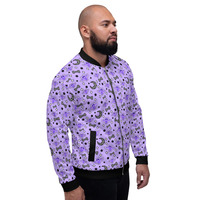 Magical Kawaii Spooky Bats Purple Unisex Bomber Jacket - Thumbnail 9