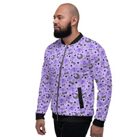Magical Kawaii Spooky Bats Purple Unisex Bomber Jacket - Thumbnail 10