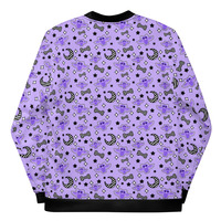 Magical Kawaii Spooky Bats Purple Unisex Bomber Jacket - Thumbnail 12
