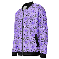 Magical Kawaii Spooky Bats Purple Unisex Bomber Jacket - Thumbnail 14