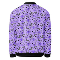 Magical Kawaii Spooky Bats Purple Unisex Bomber Jacket - Thumbnail 15