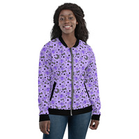 Magical Kawaii Spooky Bats Purple Unisex Bomber Jacket - Thumbnail 20