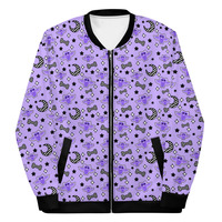 Magical Kawaii Spooky Bats Purple Unisex Bomber Jacket - Thumbnail 21