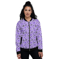 Magical Kawaii Spooky Bats Purple Unisex Bomber Jacket - Thumbnail 22
