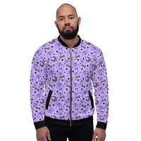 Magical Kawaii Spooky Bats Purple Unisex Bomber Jacket - Thumbnail 23