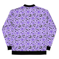 Magical Kawaii Spooky Bats Purple Unisex Bomber Jacket - Thumbnail 24