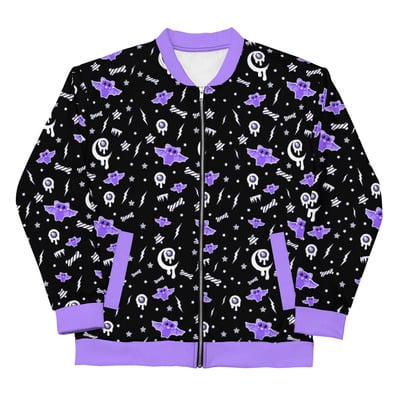 Milky bat night black unisex bomber jacket - Thumbnail 1