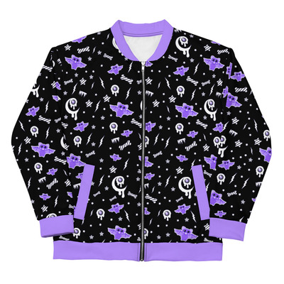 Milky Bat Night Black Unisex Bomber Jacket