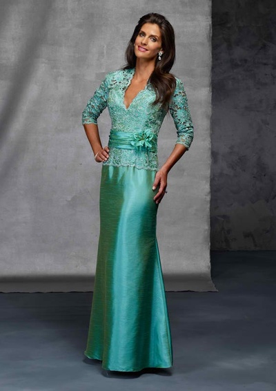 Blue Sheath Mother of the Bride/Groom Dresses Lace Formal Wedding Party Gown