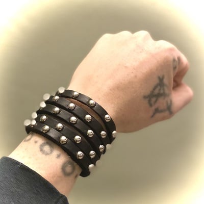 Snap-Connection Razors Edge Leather Bands Cuff (Studded or Non-Studded)
