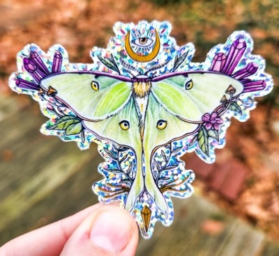 Glitter Luna Moth Sticker