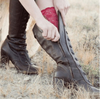 Leather High Heel Rivet Knee High Boots