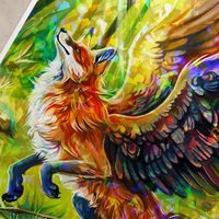 Winged Forest Fox - Premium Holographic Poster - Thumbnail 3