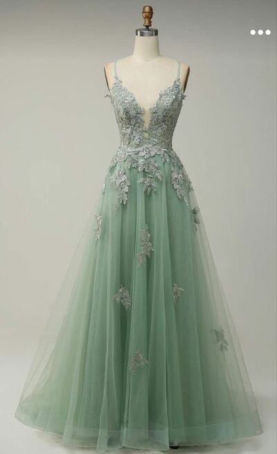 Elegant Mint Green Mother of the Bride/Groom Dress Lace Appliques Evening Formal Prom Dress