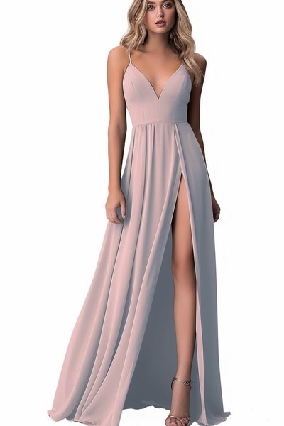 Spaghetti Strap Tulle Prom Dress with Sultry Slit, PD230130