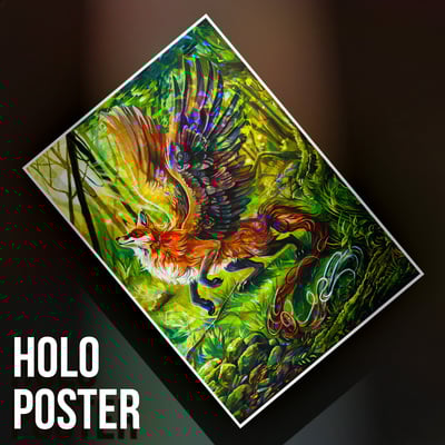 Winged Forest Fox - Premium Holographic Poster