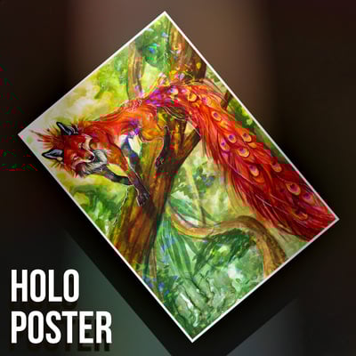 Peacock Fox - Premium Holographic Poster