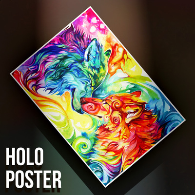 Nuzzling Wolves II - Premium Holographic Poster