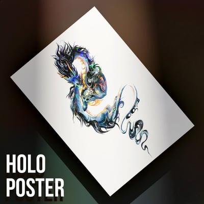Galaxy spirit dragon - premium holographic poster - Thumbnail 3