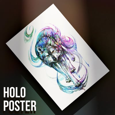 Aurora Wolf - Premium Holographic Poster