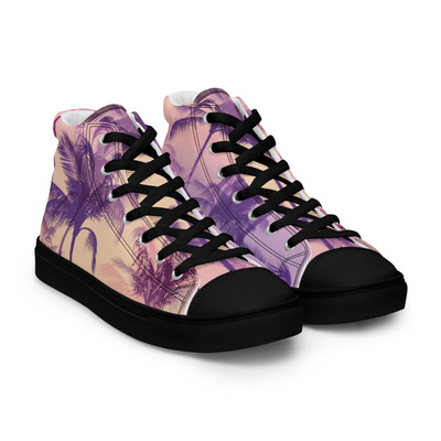 Retro Palms Mens high top canvas shoes