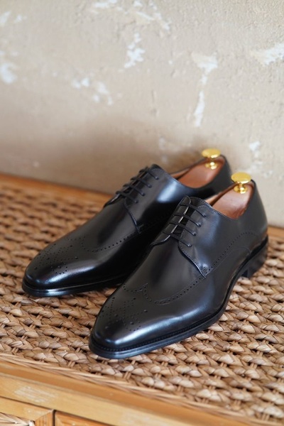 Specially Designed Handmade Black Wingtip Dress Formal Shoes